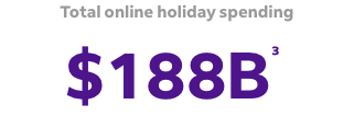 Total online holiday spending 188 billion dollars Total online holiday spending 188 billion dollars text image