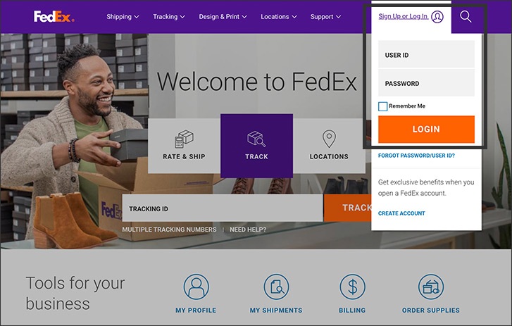 Screenshot of step 1 for how to arrange a FedEx Express Freight pickup online