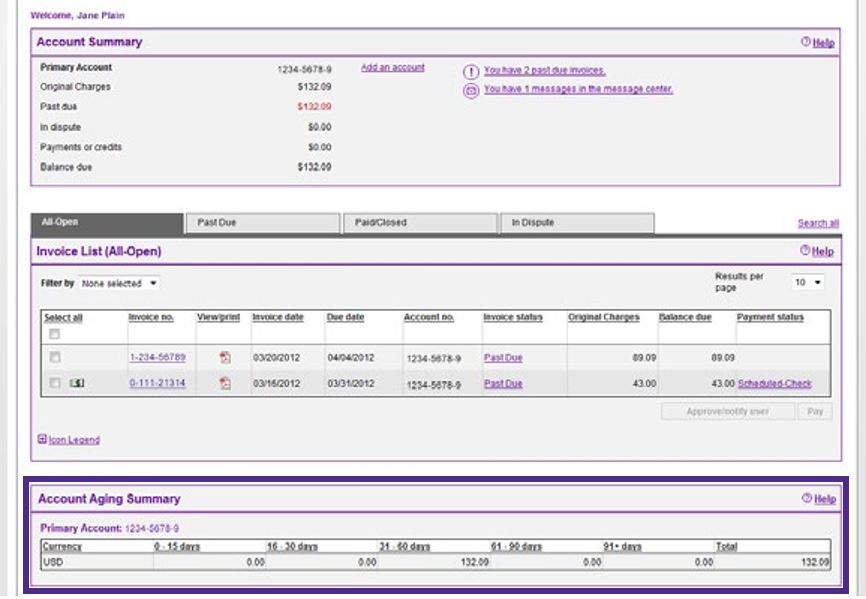 FedEx Billing Online Account Aging Summary