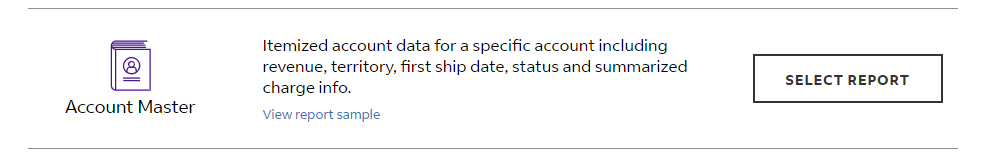 Account master report to view itemized account data including revenue, summarized charge info. and more Account master report to view itemized account data including revenue, summarized charge info. and more