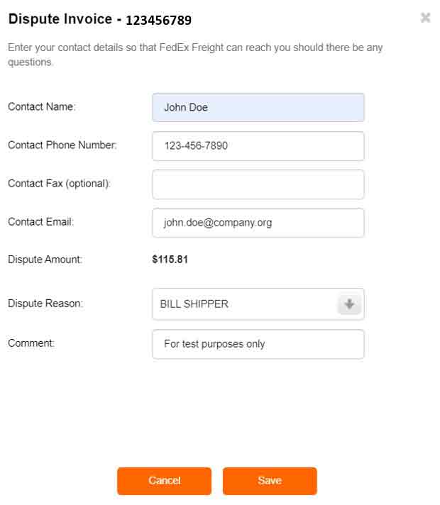 : Provide contact info for dispute follow up