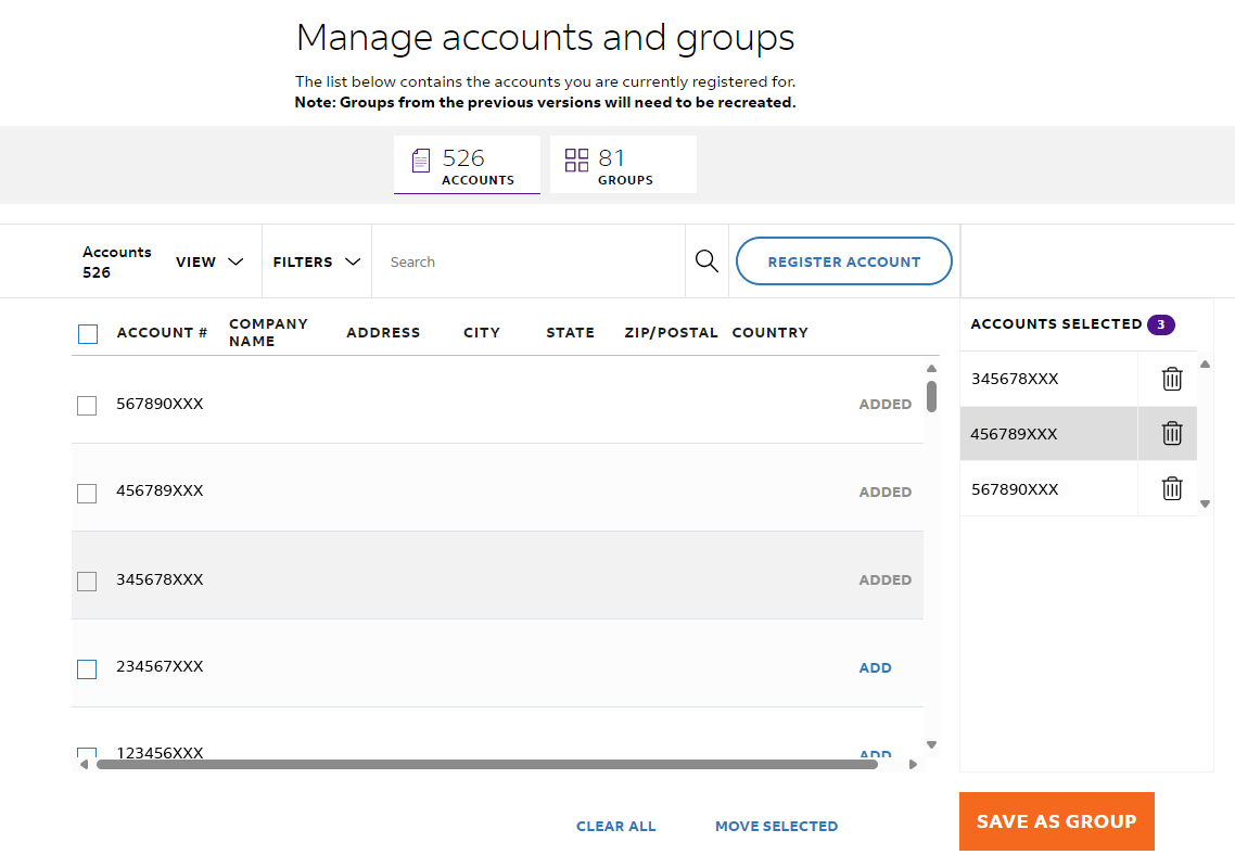 Enhanced account group creation process Enhanced account group creation process