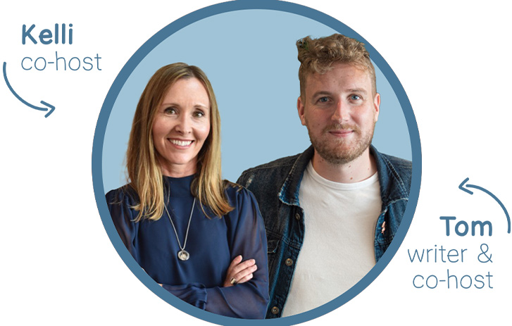 Photo of the two presenters Making it work logo