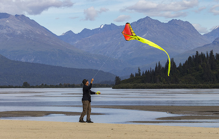 A person flying a kite