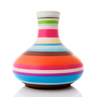 Image of striped, colorful vase.