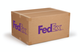 Image of brown FedEx 13"x9"x11" box.