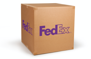 Image of brown FedEx 22"x22"x22" box.