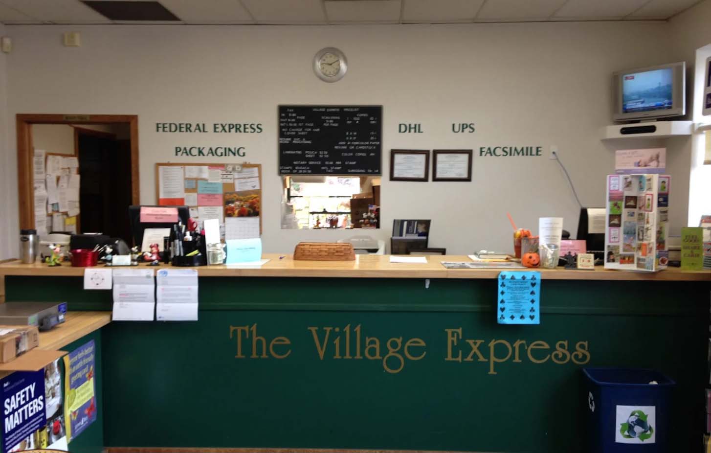 The Village Express business shipping counter
