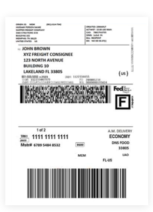 Online freight labels