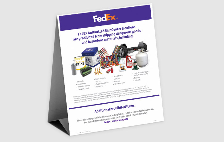 Image of the dangerous goods counter card