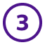 A purple circle with a purple numeral three inside