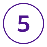 A purple circle with a purple numeral five inside