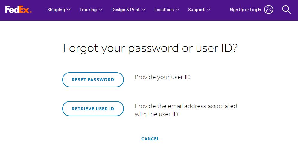 Forgot password screen