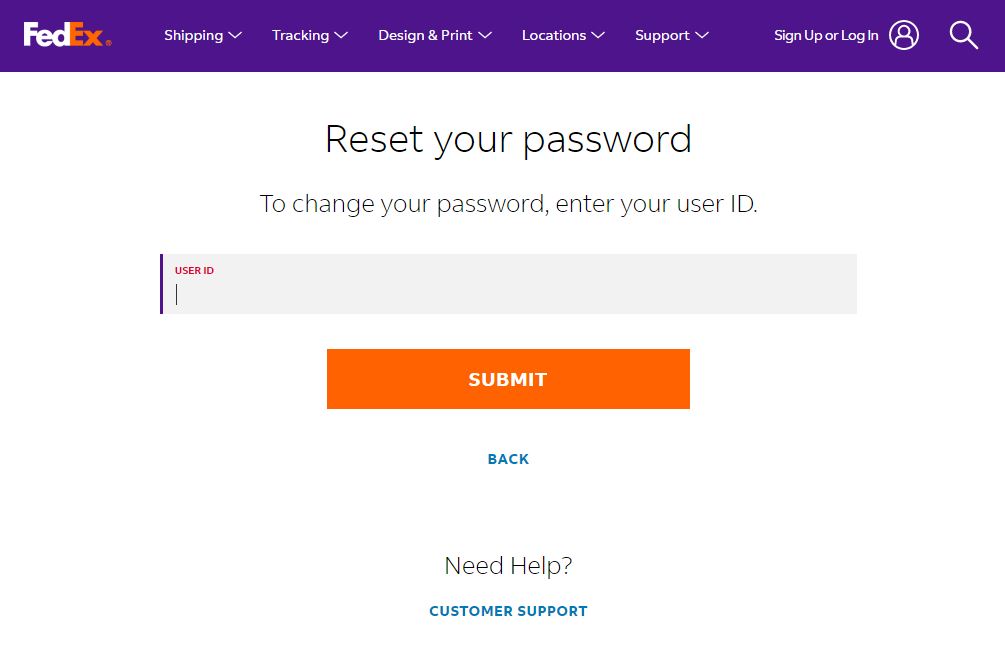 Reset password screen