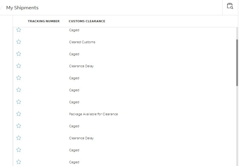 Image shows a new column called Customs Clearance