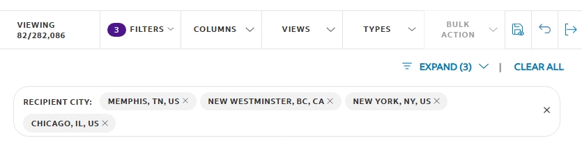 Image shows the new Expand and Clear All options
